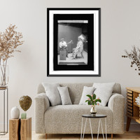 Historic Framed Print, Blackfoot Chief, Mountain Chief making phonographic record at Smithsonian, 2/9/1916,  17-7/8" x 21-7/8"