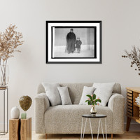 Historic Framed Print, Blind Sen. Thos. D. Schall led by his 6 year old son,  17-7/8" x 21-7/8"