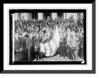 Raising Honor Flag of 3d Liberty Loan on Treasury, Vintage Poster