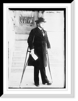 Historic Framed Print, J.W. Daniel, on crutches,  17-7/8" x 21-7/8"