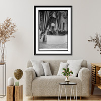 Historic Framed Print, Coolidge at library [Library of Congress], 2/28/24,  17-7/8" x 21-7/8"