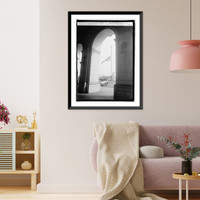 Historic Framed Print, Union Station flags half mast,  17-7/8" x 21-7/8"