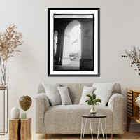 Historic Framed Print, Union Station flags half mast,  17-7/8" x 21-7/8"