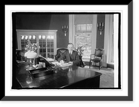 Historic Framed Print, Coolidge at desk in White House, 8/14/23,  17-7/8" x 21-7/8"