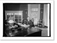 Historic Framed Print, Coolidge at desk in White House, 8/14/23,  17-7/8" x 21-7/8"