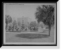 Historic Framed Print, Hemming Park and the Y.M.C.A., Jacksonville, Fla.,  17-7/8" x 21-7/8"