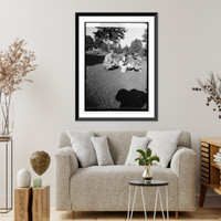 Historic Framed Print, Dr. W. Thurnheer of Swiss Legation & Sec. Wallace at Beltsville, [Md.], farm with produc,  17-7/8" x 21-7/8"