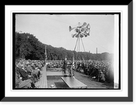 Historic Framed Print, Sec. Weeks at microphone Defense Day, 9/12/24,  17-7/8" x 21-7/8"