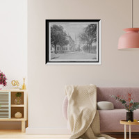 Historic Framed Print, Oglethorpe Ave. [Avenue] and Chatham Institute [i.e. Academy], Savannah, Ga.,  17-7/8" x 21-7/8"