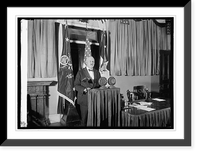 Historic Framed Print, Sec. Weeks at microphone, Defense Day, [9/13/24],  17-7/8" x 21-7/8"