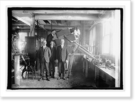 Historic Framed Print, Scientists of Naval Observation with special camera to photograph eclipse of sun, 1/7/25,  17-7/8" x 21-7/8"