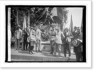 Historic Framed Print, Dwight Davis with Sons of Revolution at Rochambeau statue, 7/1/25,  17-7/8" x 21-7/8"