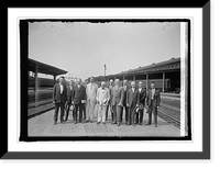 Historic Framed Print, Grew, Kellogg, Pershing, and aides at Union Station, [Washington, D.C.], 7/17/25,  17-7/8" x 21-7/8"