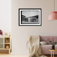 Historic Framed Print, Grew, Kellogg, Pershing, and aides at Union Station, [Washington, D.C.], 7/17/25,  17-7/8" x 21-7/8"