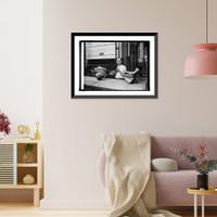 Historic Framed Print, Final inspection of loudspeaker after baking finish,  17-7/8" x 21-7/8"