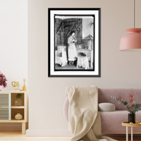 Historic Framed Print, C&P Tel. Co. girl phoning,  17-7/8" x 21-7/8"