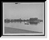 Historic Framed Print, The Stadium and University Boat House, Cambridge, Mass.,  17-7/8" x 21-7/8"