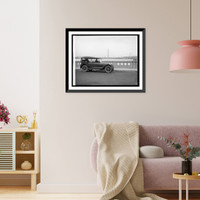 Oldsmobile Sales Co., speedway, Washington monument in background, Historic Print