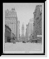 Historic Framed Print, Broad Street and City Hall tower, Philadelphia, Pa.,  17-7/8" x 21-7/8"