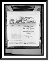 Historic Framed Print, [Washington-Virginia Railway advertisement for route from Washington, D.C. to Mt. Vernon,  17-7/8" x 21-7/8"