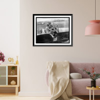 Historic Framed Print, [Woman instructed in driving automobile],  17-7/8" x 21-7/8"