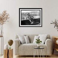 Historic Framed Print, [Woman instructed in driving automobile],  17-7/8" x 21-7/8"