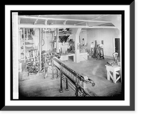 Historic Framed Print, Carton Machine. Also showing filling and sewing 25 lb. sacks in background of picture,  17-7/8" x 21-7/8"