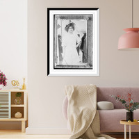 May Sutton, holding tennis racquet, Antique Print