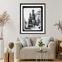 Historic Framed Print, [Statues in city],  17-7/8" x 21-7/8"