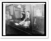 Historic Framed Print, Ofc. of U.S. Treasuer, Redemption Div. receiving teller cage, [1914],  17-7/8" x 21-7/8"