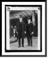 Two men in suits with top hats, Vintage Print