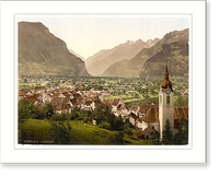 Historic Framed Print, Altdorf general view Lake Lucerne Switzerland,  17-7/8" x 21-7/8"