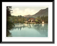 Historic Framed Print, Badersee with hotel Upper Bavaria Germany,  17-7/8" x 21-7/8"