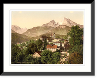 Historic Framed Print, Berchtesgaden with Waltzmann Upper Bavaria Germany,  17-7/8" x 21-7/8"