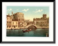 Historic Framed Print, Bridge and canal Venice Italy,  17-7/8" x 21-7/8"