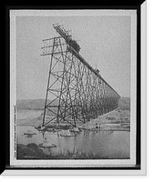 Historic Framed Print, Erecting Lethbridge viaduct, Lethbridge, Alberta,  17-7/8" x 21-7/8"