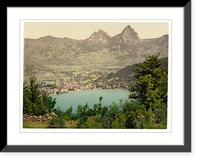 Historic Framed Print, Brunnen and the Mythen Lake Lucerne Switzerland,  17-7/8" x 21-7/8"