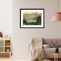 Historic Framed Print, Brunnen and the Mythen Lake Lucerne Switzerland,  17-7/8" x 21-7/8"