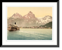 Historic Framed Print, Brunnen and the Mythen Lake Lucerne Switzerland - 2,  17-7/8" x 21-7/8"