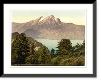 Historic Framed Print, Burgenstock and Pilatus Lake Lucerne Switzerland,  17-7/8" x 21-7/8"