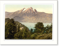 Historic Framed Print, Burgenstock and Pilatus Lake Lucerne Switzerland,  17-7/8" x 21-7/8"