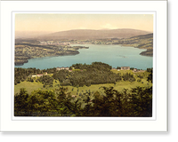 Historic Framed Print, Burgenstock view of Lucerne Lake Lucerne Switzerland,  17-7/8" x 21-7/8"