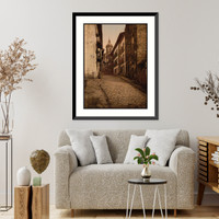 Historic Framed Print, Calle Mayor Fuenterrab&iacute;a Spain,  17-7/8" x 21-7/8"