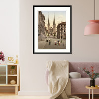 Historic Framed Print, The cathedral Lucerne Switzerland,  17-7/8" x 21-7/8"