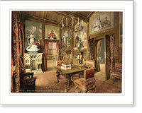 Historic Framed Print, Dining room Neuschwanstein Castle Upper Bavaria Germany,  17-7/8" x 21-7/8"