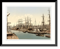 Historic Framed Print, Docks and shipping Hamburg Germany,  17-7/8" x 21-7/8"