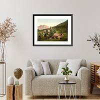 Historic Framed Print, Engadine carrying hay in the Engadine Grisons Switzerland,  17-7/8" x 21-7/8"