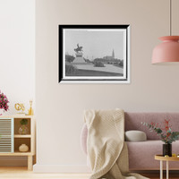 Historic Framed Print, Lafayette Statue, Lafayette Park, Fall River, Mass.,  17-7/8" x 21-7/8"