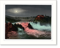 Historic Framed Print, The Falls of the Rhine by Bengal Light Schaffhausen Switzerland,  17-7/8" x 21-7/8"