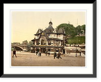 Historic Framed Print, Farhouse seewarte and Karsten-Miles Bridge Hamburg Germany,  17-7/8" x 21-7/8"